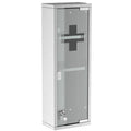 Medizinschrank aus Edelstahl und gehärtete Glastür Arzneischrank zur Medikamenten-Aufbewahrung, Abschließbar Medikamentenschrank mit 3 Fächern, Erste Hilfe Schrank, 20 x 12 x 58 cm, Silber