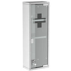 Medizinschrank aus Edelstahl und gehärtete Glastür Arzneischrank zur Medikamenten-Aufbewahrung, Abschließbar Medikamentenschrank mit 3 Fächern, Erste Hilfe Schrank, 20 x 12 x 58 cm, Silber