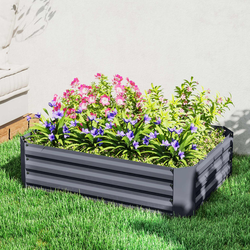 Hochbeet aus verzinktem Stahl, Gartenbeet, Pflanzkasten f¨¹r Garten, Blumenkasten, 120 x 90 x 30 cm, Dunkelgrau
