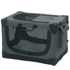 Soft Dog Crate Pet Travel Crate 60 x 42 x 43 cm with Removable Pad Mesh Window Army Green