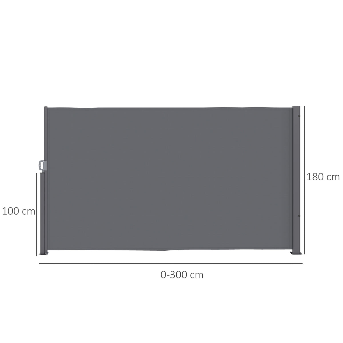 Seitenmarkise ausziehbar blickdicht Sichtschutz mit Wandhalterung Beschichtung 300x180cm Dunkelgrau