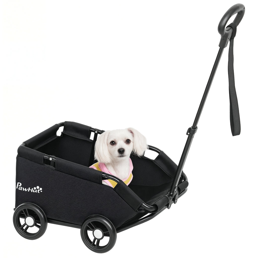 Pet Wagon Cart, Dog Stroller for Small Dogs and Cats with 4 Wheels, Safety Straps, Storage Bag, Mat