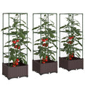 Hochbeet mit Rankgitter 3er Set Pflanzkasten Blumenkasten mit Abflusslöchern
