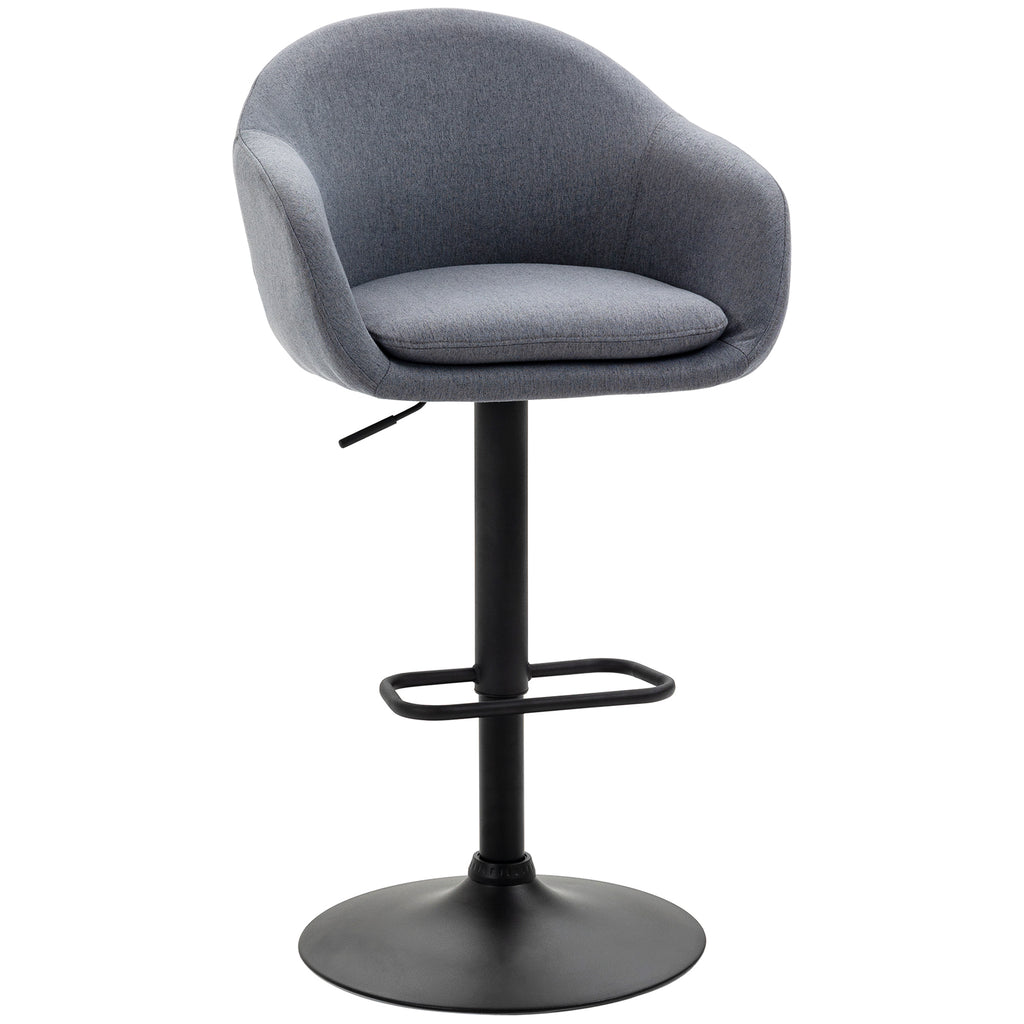 Barhocker mit Fußstütze; höhenverstellbar, Leinenoptik, 54 cm x 54 cm x 112 cm, Grau