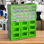  Plastic 39 Drawer Parts Organiser Wall Mount Storage Cabinet Garage Small Nuts Bolts Tool Clear