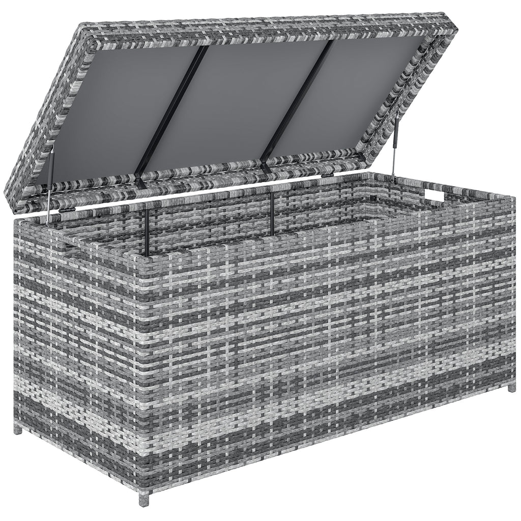Rattan Auflagenbox 380L wetterfest Kissenbox mit Deckel Stauraum UV-best?ndig 130 x 61 x 65 cm Dunkelgrau