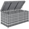 Rattan Auflagenbox 380L wetterfest Kissenbox mit Deckel Stauraum UV-best?ndig 130 x 61 x 65 cm Dunkelgrau