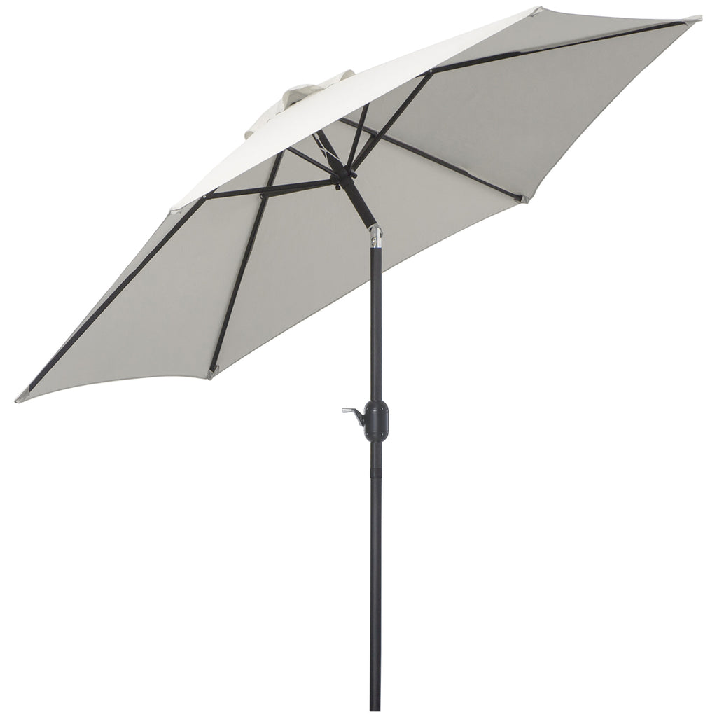  2.6M Garden Parasol Umbrella with Tilt and Crank, Outdoor Sun Parasol Sunshade Shelter with Aluminium Frame, Grey