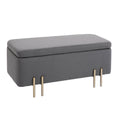 Sitzbank mit Stauraum Polsterbank mit Samtoptik, Sitztruhe mit Metallbeine, Truhenbank für Wohnzimmer Schlafzimmer Flur 100 x 40 x 42 cm, Dunkelgrau