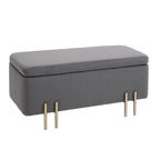 Sitzbank mit Stauraum Polsterbank mit Samtoptik, Sitztruhe mit Metallbeine, Truhenbank für Wohnzimmer Schlafzimmer Flur 100 x 40 x 42 cm, Dunkelgrau