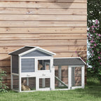 Kleintierstall mit Freilauf, Tannenholz, 147 x 54 x 84 cm, Grau