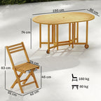Gartenmöbel Set FSC Holz Sitzgruppe 7-teilig Ausziehbar Tisch mit 6 Klappstühlen Schirmloch Lamellendesign