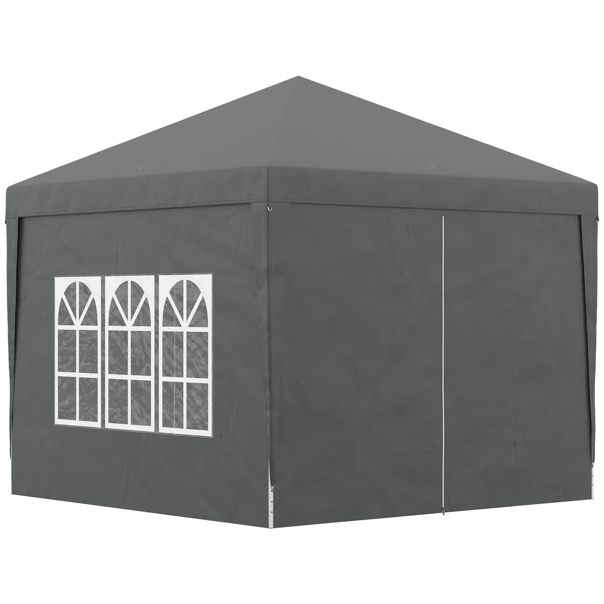 3x3(m) Pop-Up Gazebo, with Curtain Walls and Windows, Grey