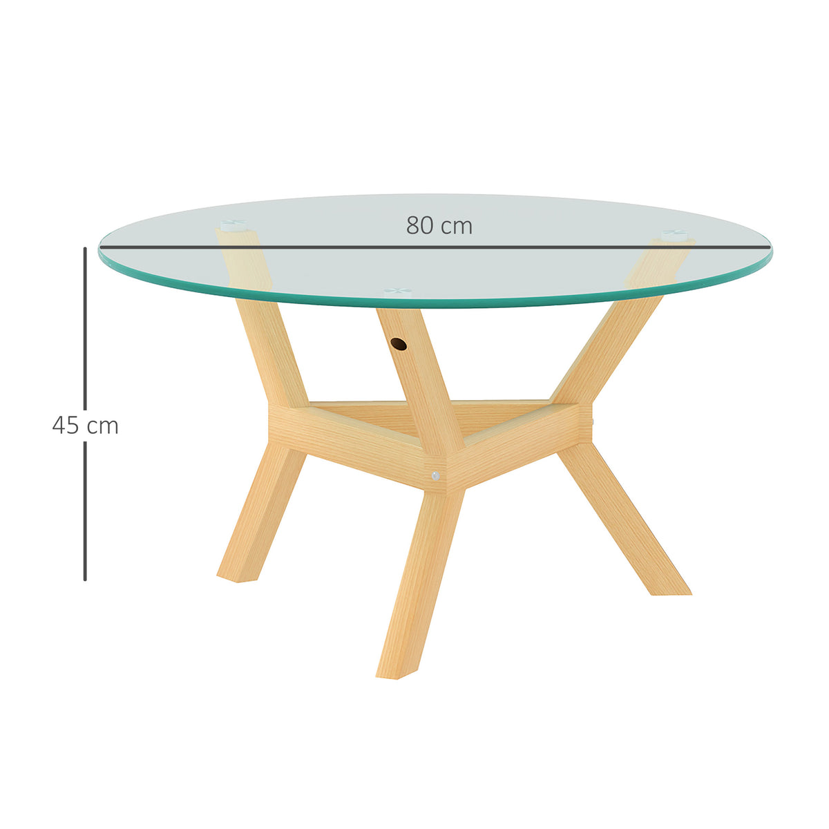 Runder Beistelltisch aus geh?rtetem Glas mit verstellbaren Fu?polstern und Stahlrahmen, f¨¹r Wohnzimmer, Schlafzimmer