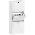 Schuhschrank, Schuhregal, 3 Klappf?cher, verstellbar, Spanplatte, Wei?