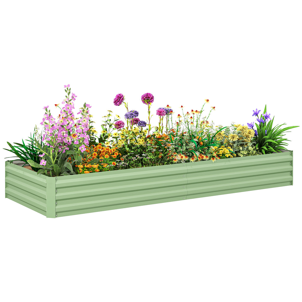 Metal Raised Garden Bed Planter Box Outdoor Planters for Growing Flowers, Herbs, Green, Light Green
