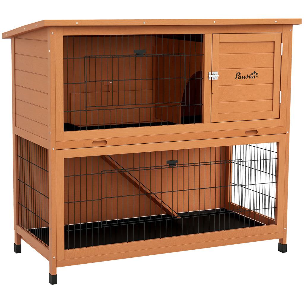Kleintierstall Kleintierhaus Nagerstall, wetterbest?ndig, 2 Bodenwannen, 123 x 63 x 112 cm, Orange