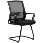 2er-Set ergonomische Schreibtischstühle ohne Rollen, gepolsterte Konferenzstühle mit Kufengestell für Wartezimmer und Empfang, Schwarz