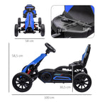Kids Pedal Go Kart, with Adjustable Seat, EVA Wheels, Seat, Handbrake - Blue
