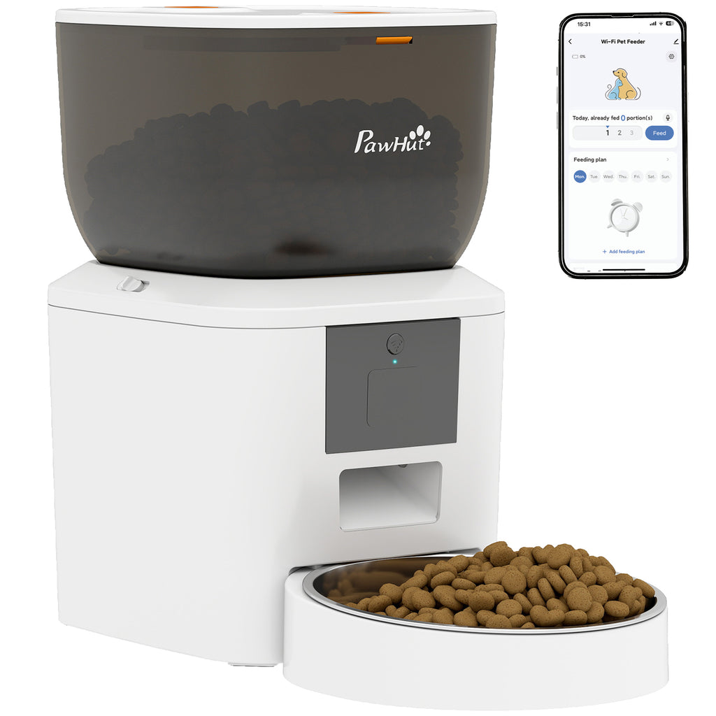 Automatischer Katzenfutterautomat, 2,4G WLAN, 4L, App-Steuerung, 1–10 Mahlzeiten, 10s Futterruf