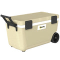70L Insulated Cool Box with Wheels, Portable Ice Cooler with Handle, Lid and Drain Valve, Khaki
