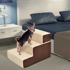 Haustiertreppe Hundetreppe Katzentreppe 3 Stufen für Katzen und Hunde Plüsch Beige 54 x 40 x 39cm