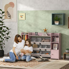 Kinder-Aufbewahrungsregal, Regal für Spielzeug und Bücher, zum übersichtlichen Aufräumen, 8 herausnehmbare Boxen, Rosa