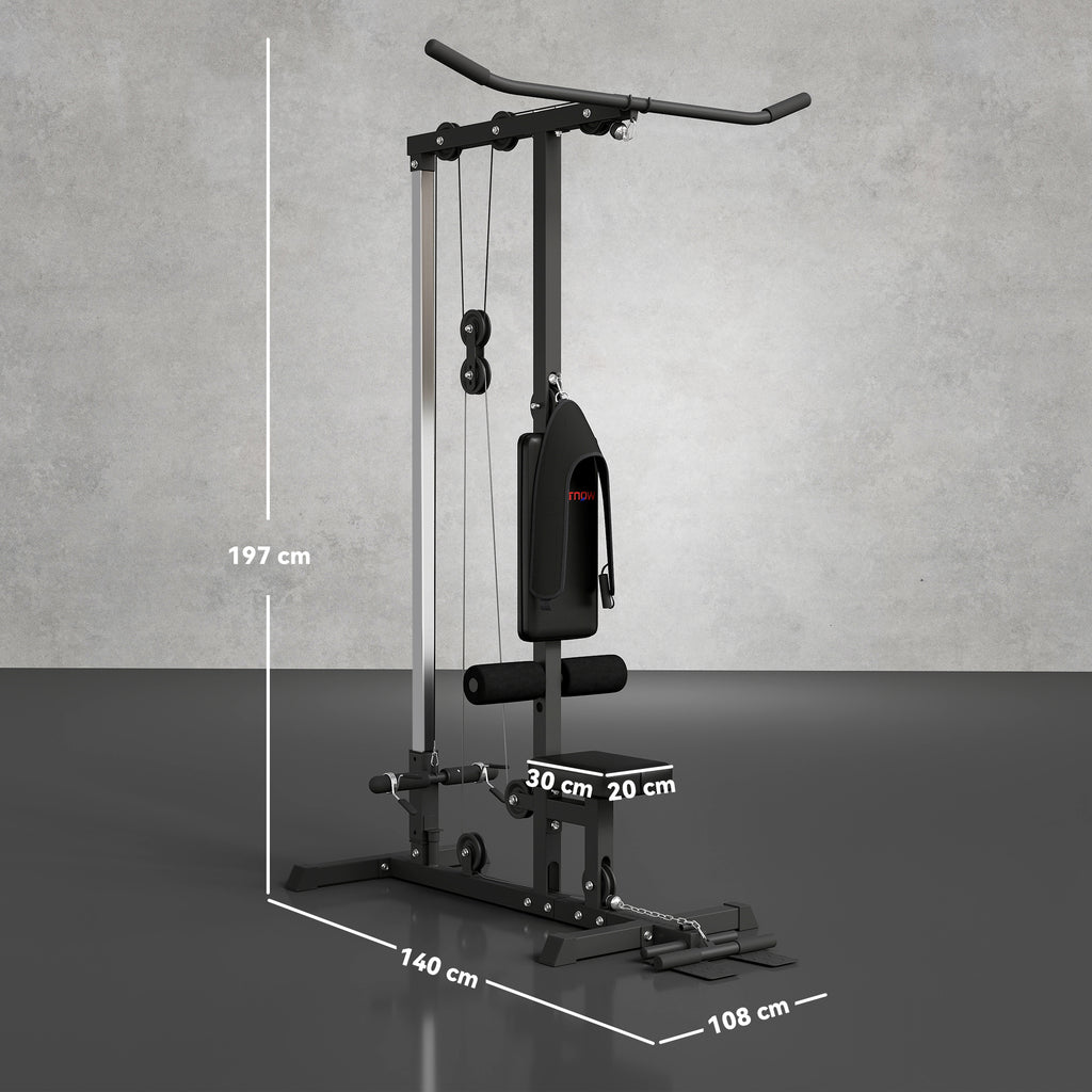 Pull Up Station, Power Cage with Adjustable Seat, for Home Gym - Black
