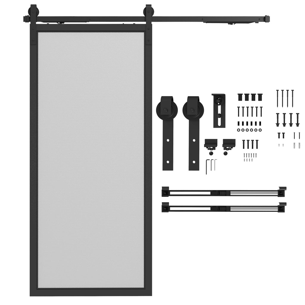 Schiebet¨¹r-Bausatz, leise & leichtg?ngig, f¨¹r Holz- & Zementw?nde, 183cm, Stahl, Schwarz