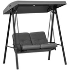 Two-Seater Garden Swing Bench, with Adjustable Canopy - Dark Grey