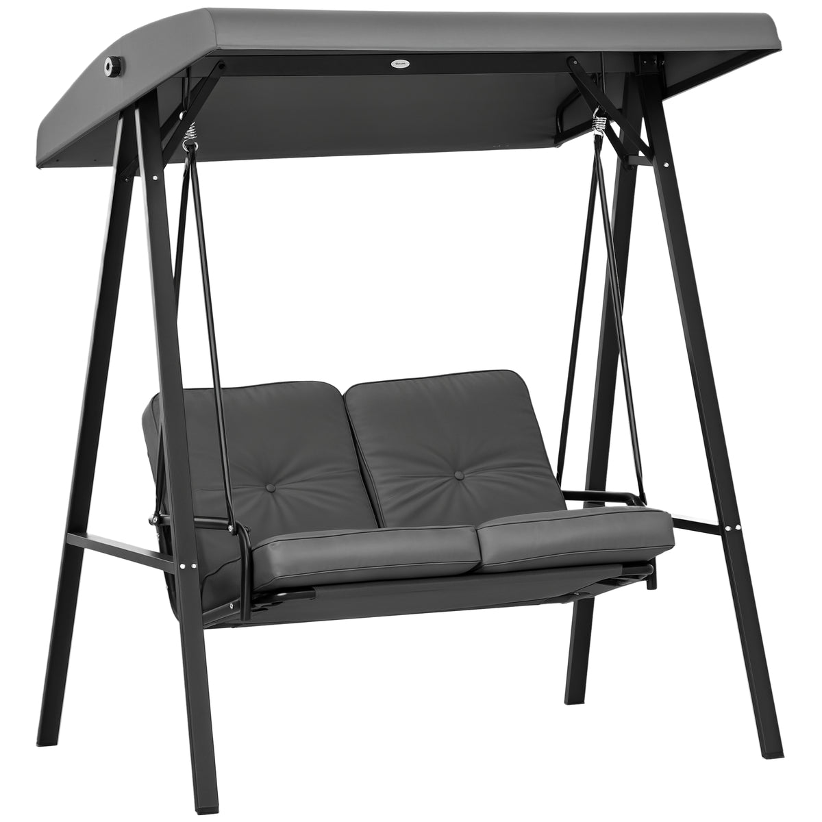 Two-Seater Garden Swing Bench, with Adjustable Canopy - Dark Grey