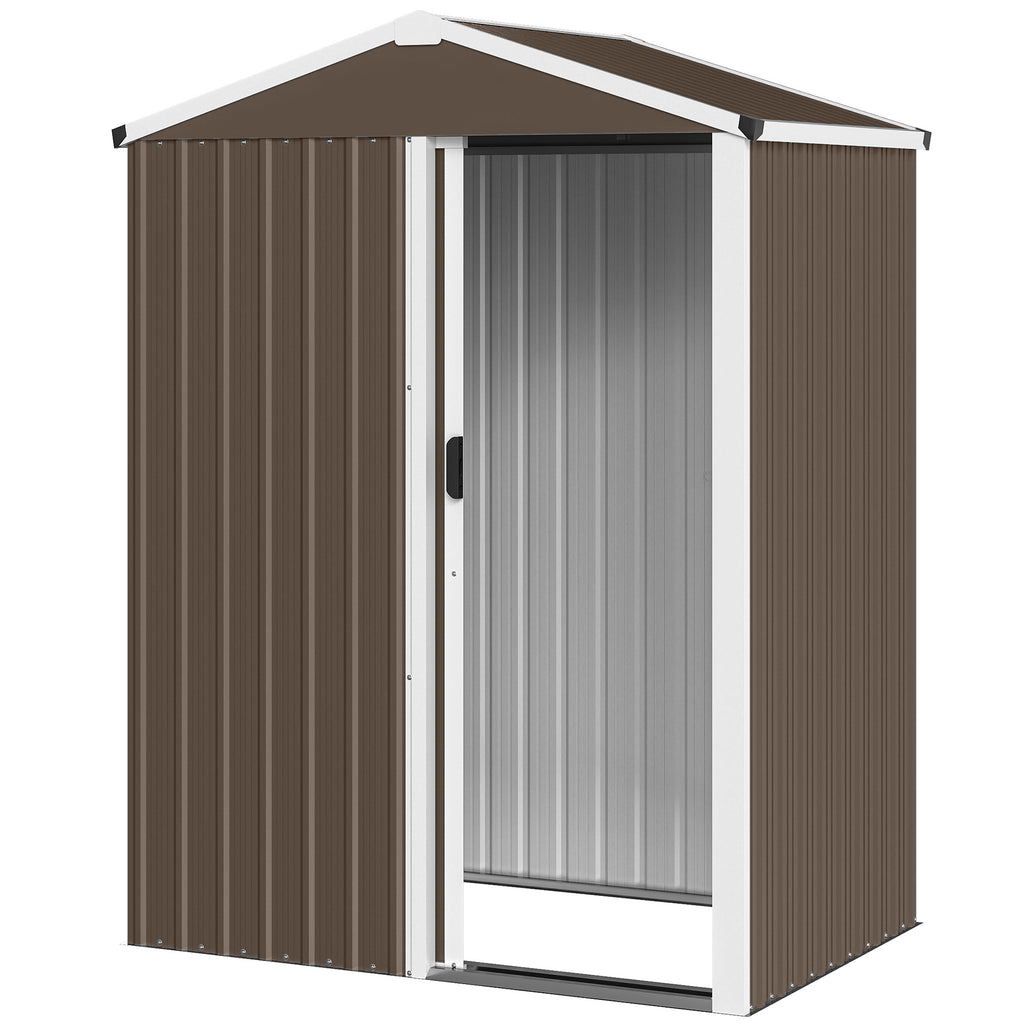Metall Gerätehaus 1,1 m², Geräteschuppen mit Sattedach Abschließbarer Schiebetür Handschuhen, 136 x 87 x 176 cm