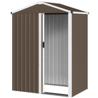Metall Gerätehaus 1,1 m², Geräteschuppen mit Sattedach Abschließbarer Schiebetür Handschuhen, 136 x 87 x 176 cm