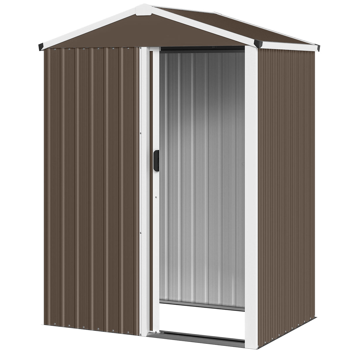 Metall Gerätehaus 1,1 m², Geräteschuppen mit Sattedach Abschließbarer Schiebetür Handschuhen, 136 x 87 x 176 cm