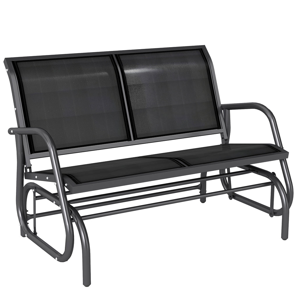 -Sitzer Schaukelstuhl Gartenbank mit Schaukelmechanismus bis 200 kg belastbar 120 x 70 x 85 cm Schwarz