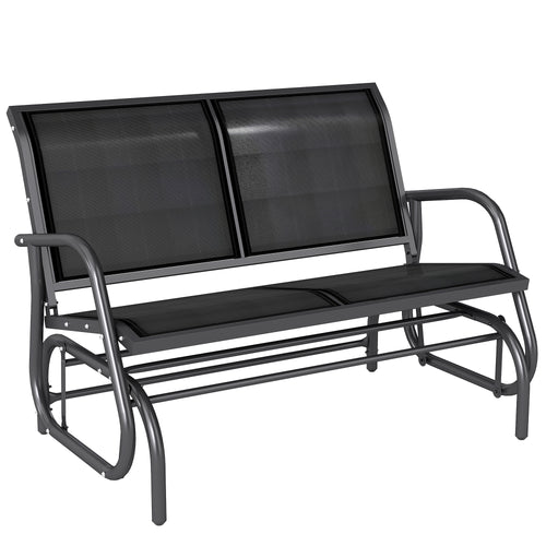 -Sitzer Schaukelstuhl Gartenbank mit Schaukelmechanismus bis 200 kg belastbar 120 x 70 x 85 cm Schwarz