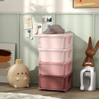 Four-Tier Kids Storage Boxes, with Four Drawers, Pink