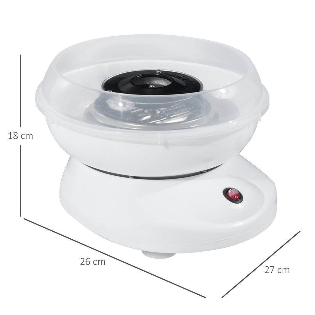 Zuckerwattemaschine für Zuhause Cotton Candy Machine Zuckerwatte Maschine mit Stäbchen und Messlöffel Höhe 18 cm 550W für Kinderfest, Geburtstag, Party Weiß
