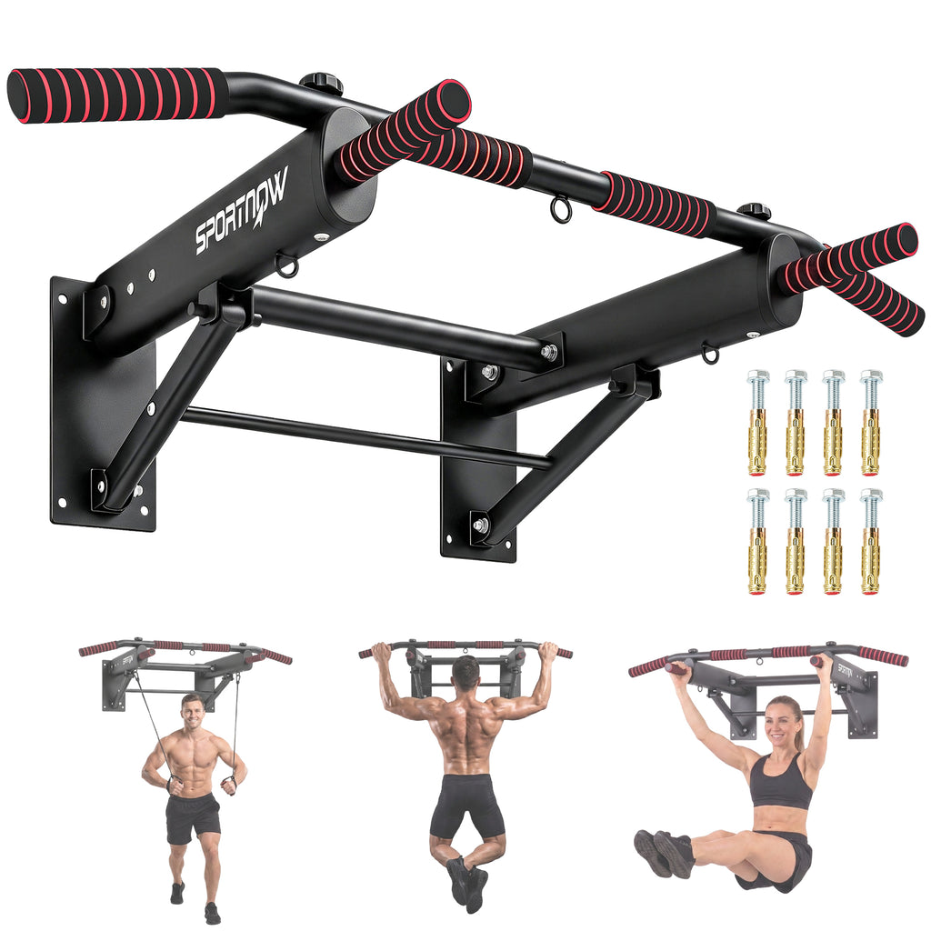 Klimmzugstange klappbar Klimmzüge mit rutschfesten Griffen, Wandmontage max. 120 kg, 98 x 65 x 31 cm Schwarz