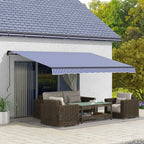 Sonnenmarkise Markise Terrassenmarkise, inkl. Handkurbel, wetterbeständig, 400 cm x 300 cm, Blau + Weiß