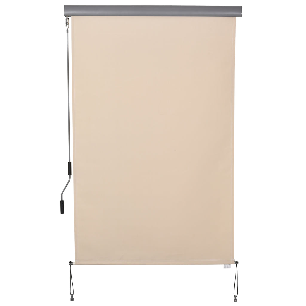 Senkrechtmarkise Balkonmarkise Vertikalmarkise Windschutz Seitenrollo Sichtschutz mit Handkurbel Polyesterstoff+Aluminium Cremeweiß 200 x 120 cm