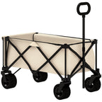 Gartenwagen 100 kg belastbar, klappbar Transportwagen mit herausnehmbare Plane, 90 x 48 x 92 cm Beige