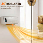 Wand Heizlüfter 2000W Keramik Wandheizgerät mit 3 Modi, LED-Display, Einstellbarer Thermostat, 24H-Timer Weiß
