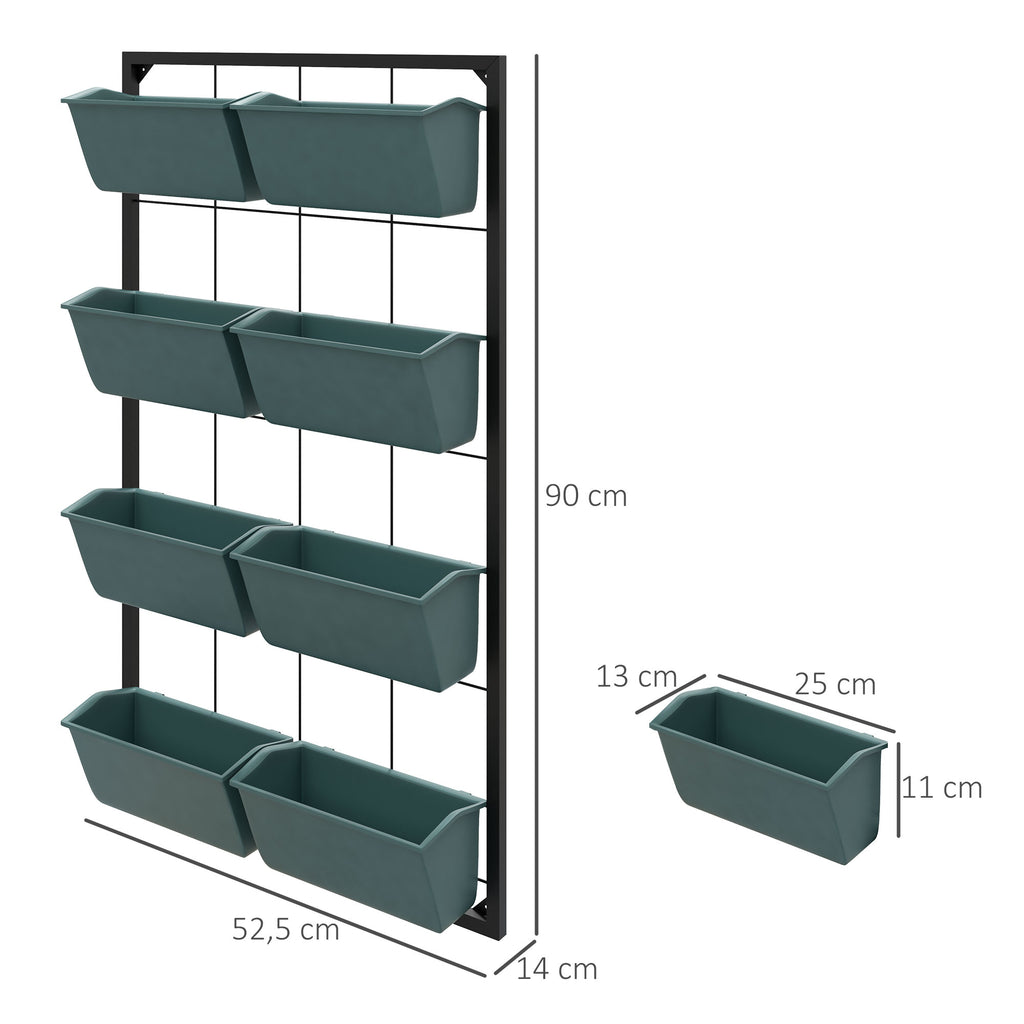 Pflanzentreppe Blumentreppe 8 Pflanzk?sten, stapelbar, wetterbest?ndig, 52,5 x 14 x 90 cm, Grau + Schwarz