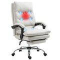 Bürostuhl mit Massagefunktion, beheizbar, neigbar, Kunstleder, 65x72x109-117cm, Cremeweiß