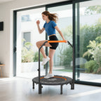 40" Foldable Mini Fitness Trampoline, with Adjustable Foam Handle, Orange