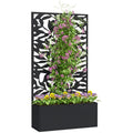 Metal Garden Bed with Trellis, Wall Mounted or Freestanding Raised Planter with Privacy Panel, Black