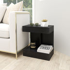 Nachttisch, Beistelltisch mit Schublade und Ablagefach, Moderner Sofatisch mit Regal f¨¹r verschiedene R?ume, Schwarz