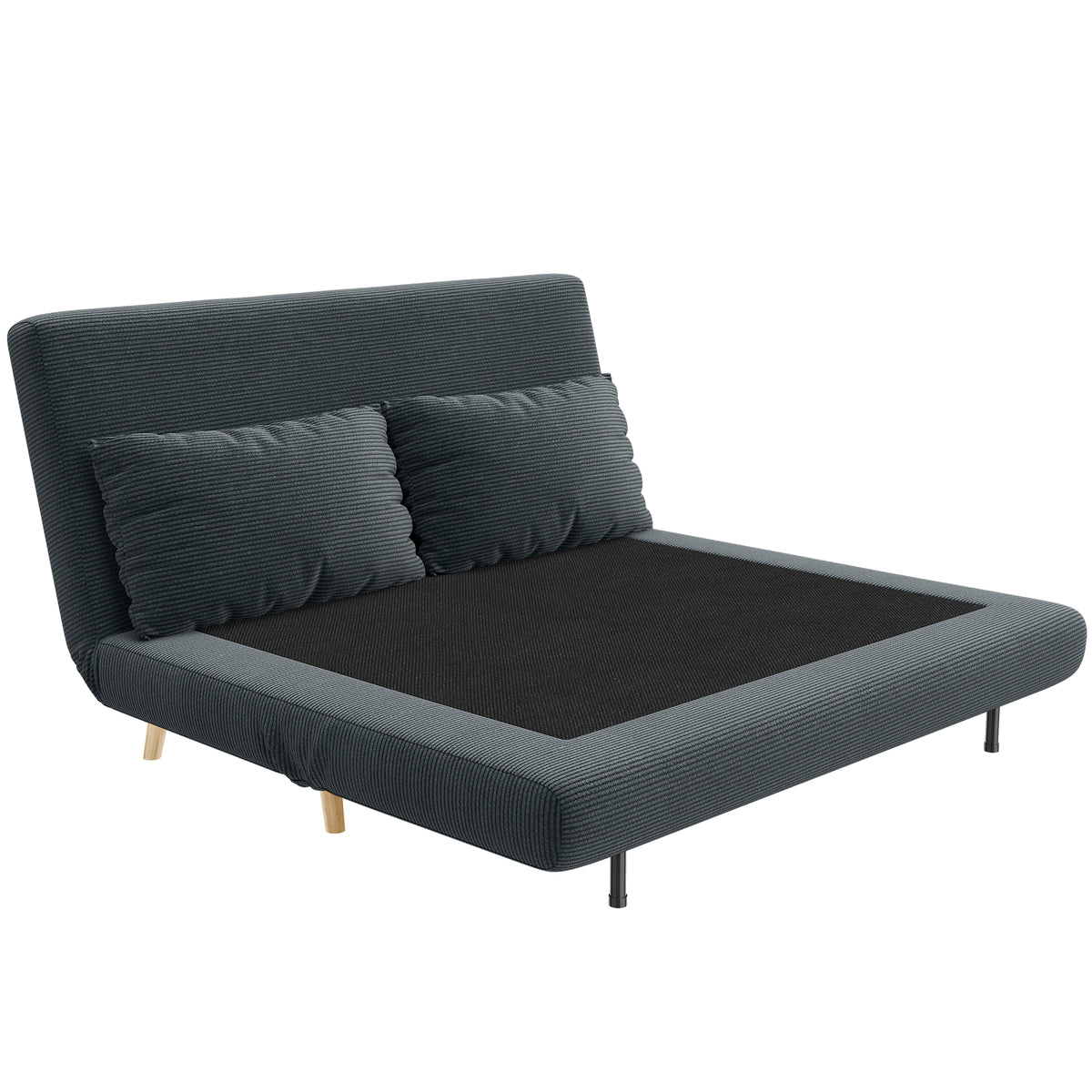 Schlafsofa, Gästebett, 3-fach verstellbare Rückenlehne, Kordoptik, bis 120 kg, 141 x 90 x 81 cm, Dunkelgrau