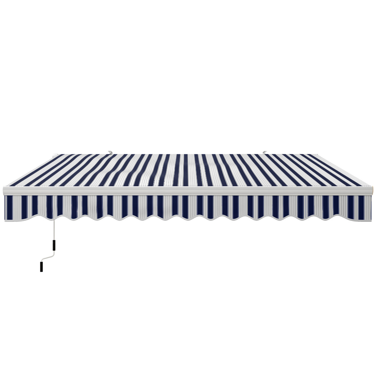 Markise, Sonnenschutz, einfahrbar, mit Handkurbel, Metallrahmen, Polyester, blau+weiß, 3,95 x 2,45 x 3,50 m